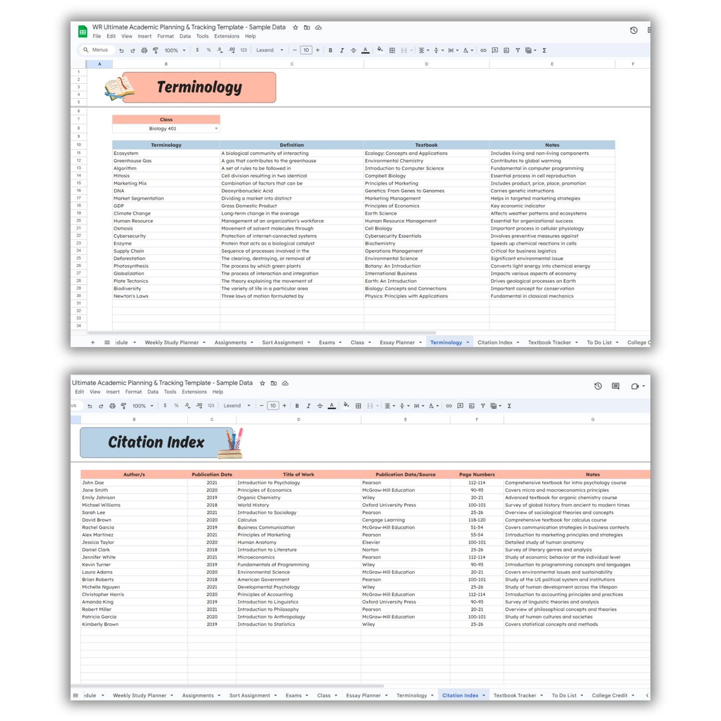 Ultimate Academic Planning and Tracking Template