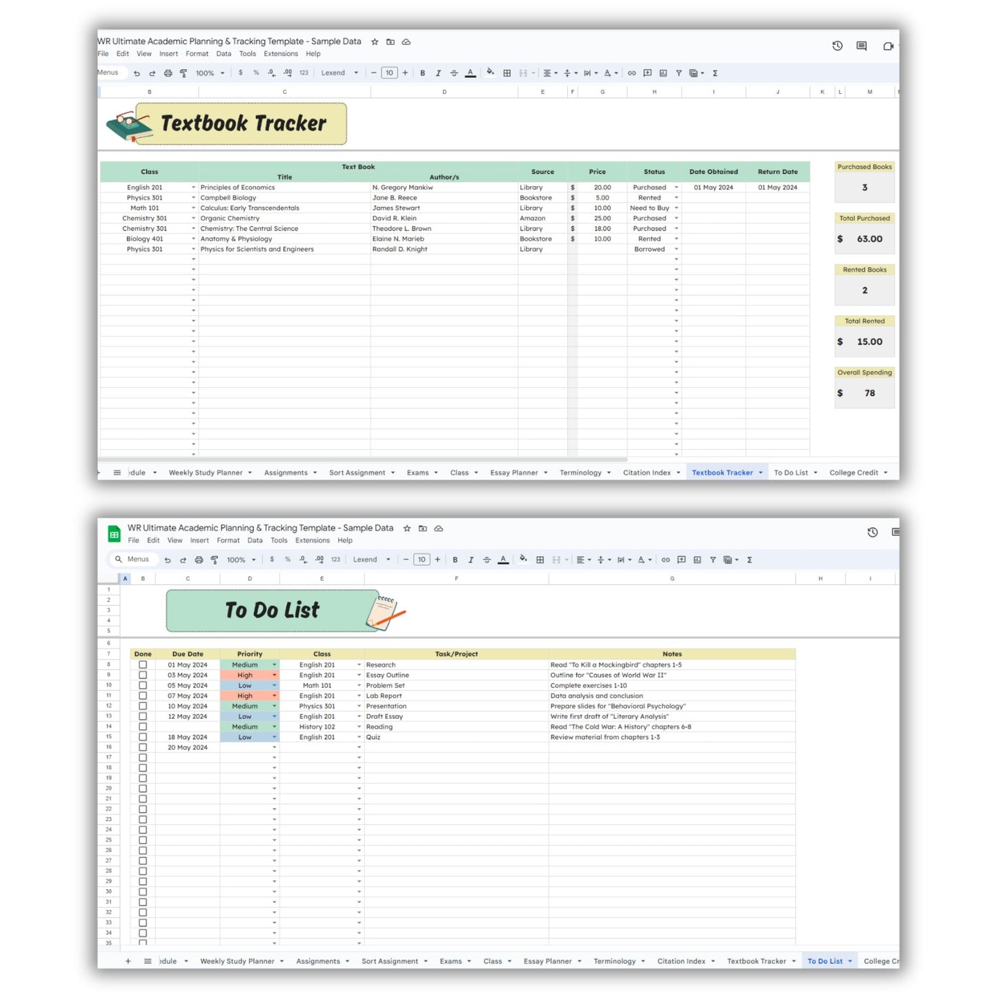 Ultimate Academic Planning and Tracking Template