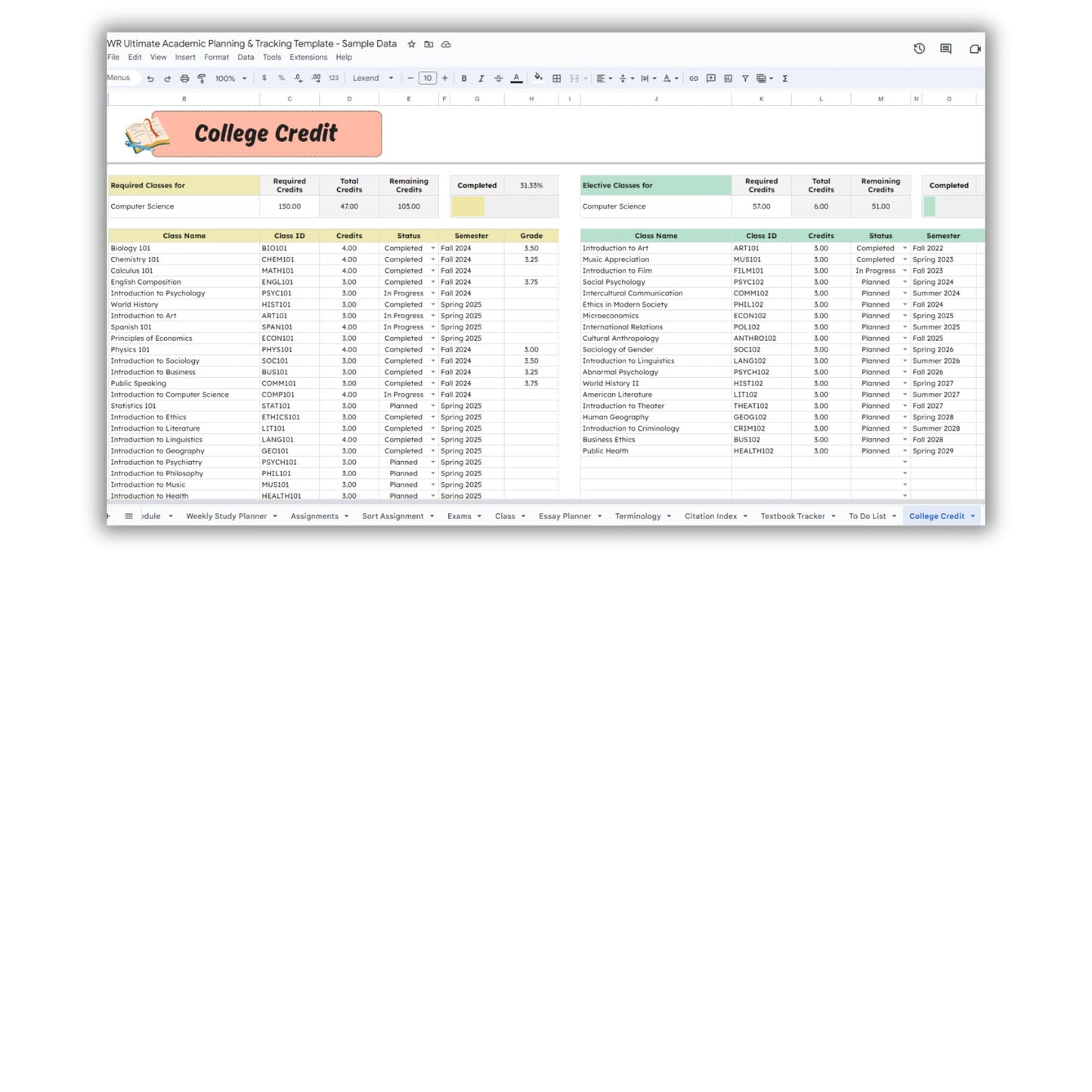 Ultimate Academic Planning and Tracking Template