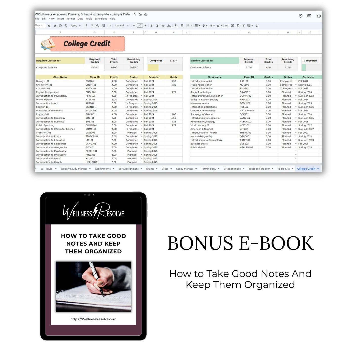 Ultimate Academic Planning and Tracking Spreadsheet Template