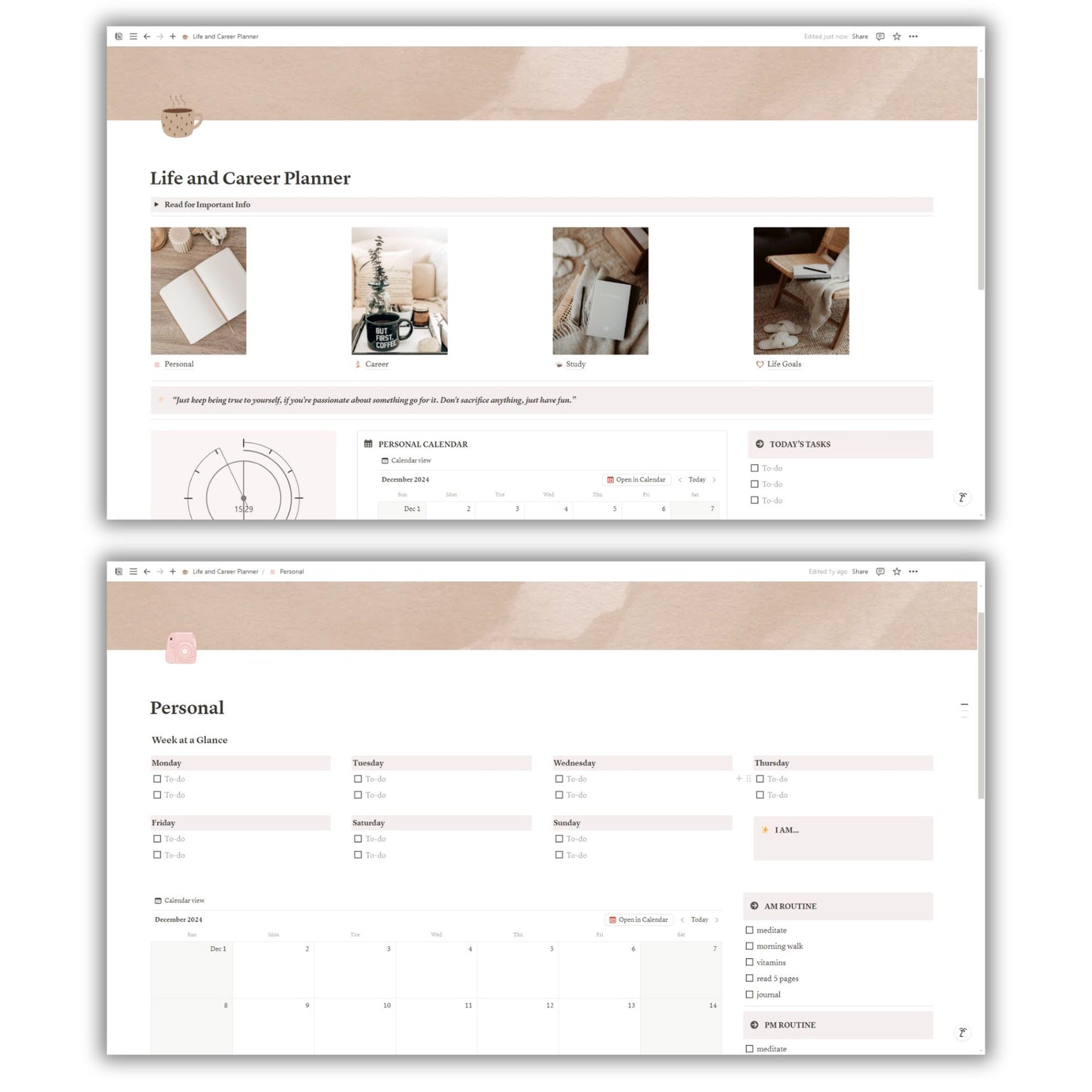 Life and Career Planner Template For Notion