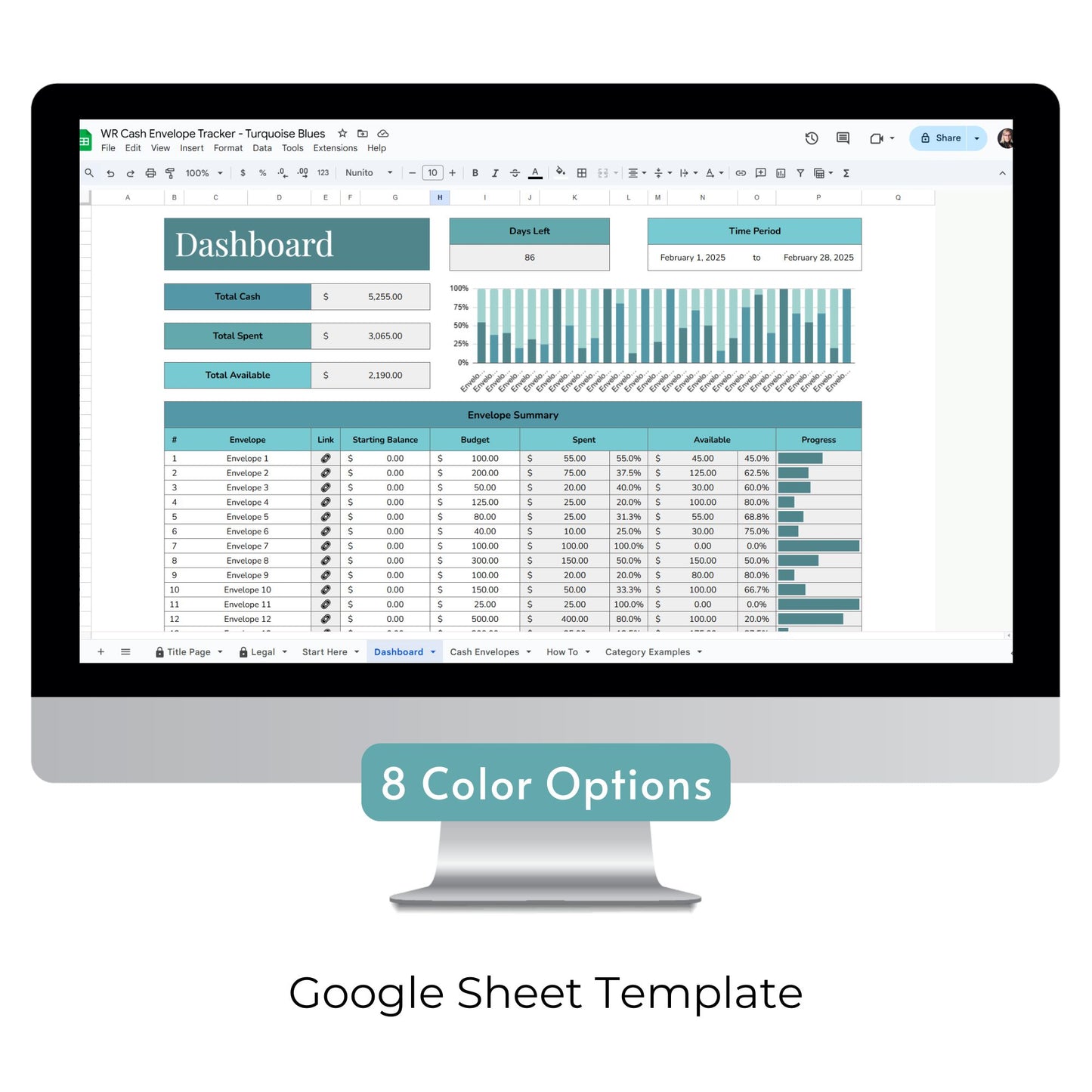Cash Envelop Tracker Spreadsheet Template