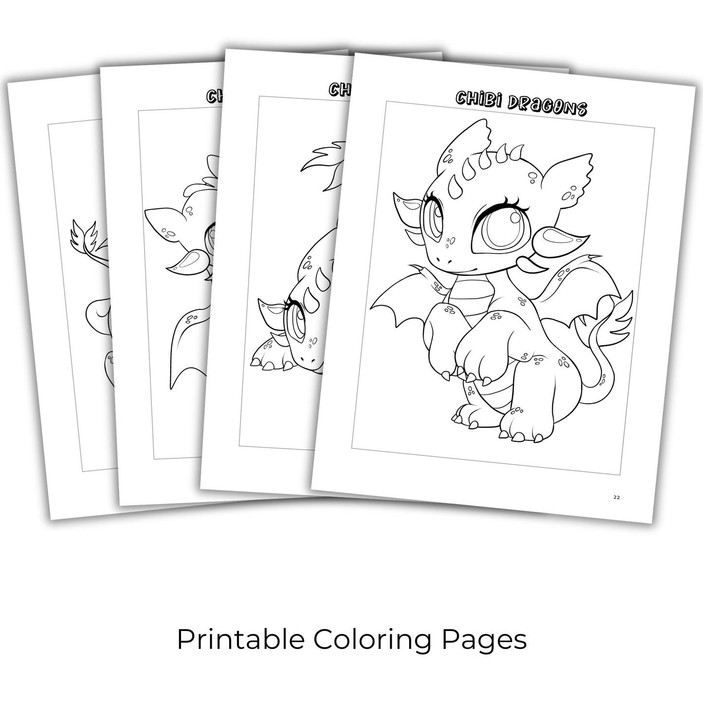 Chibi Dragons Coloring Book