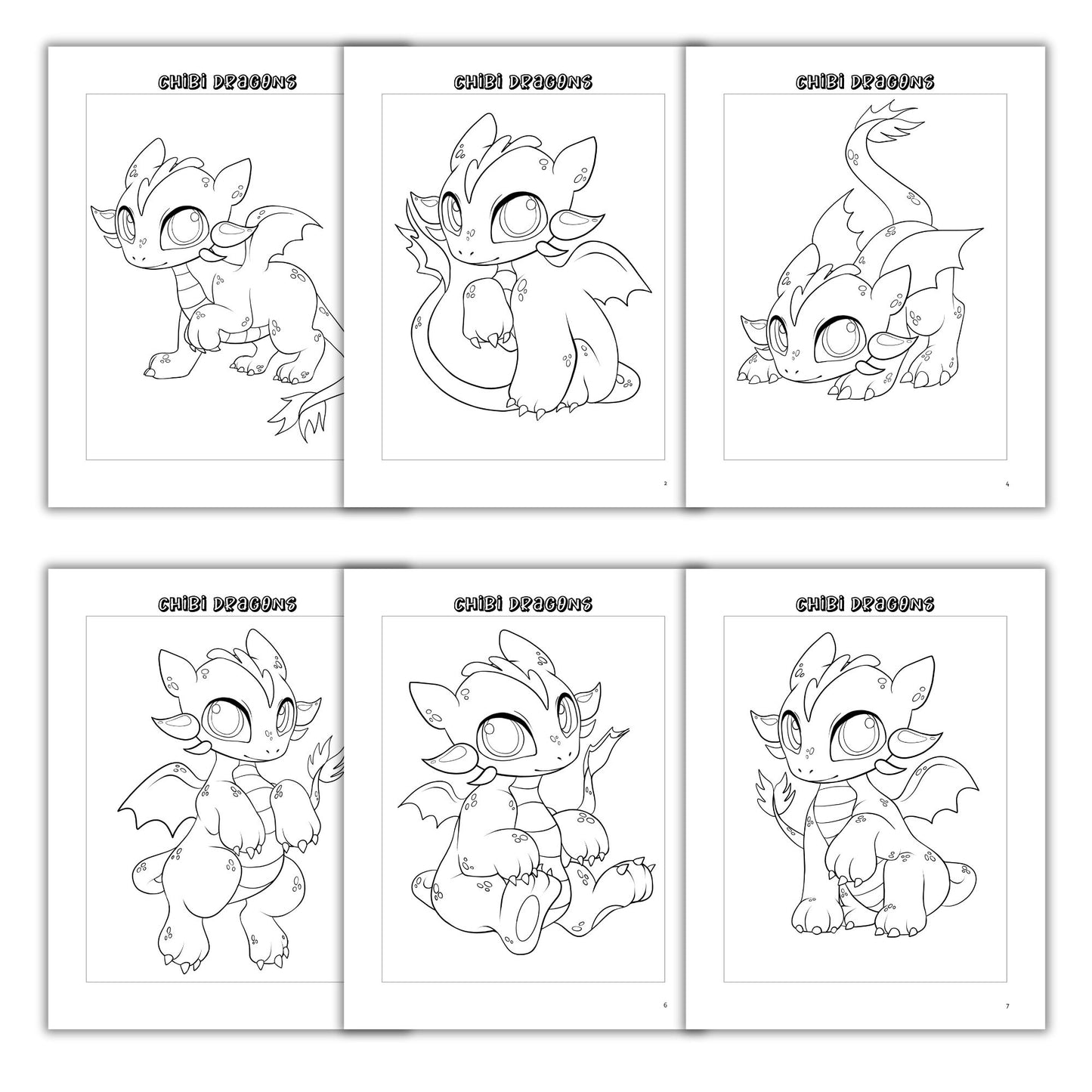 Chibi Dragons Coloring Book