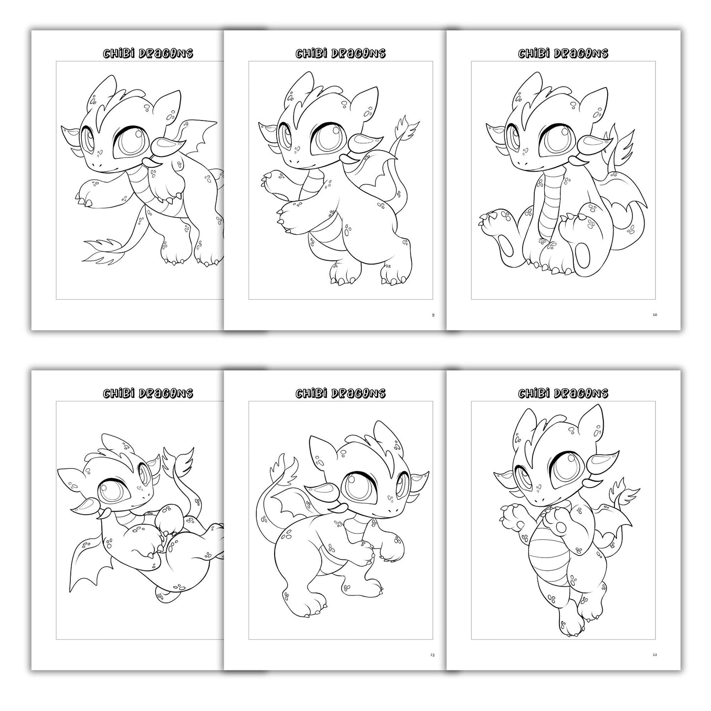 Chibi Dragons Coloring Book