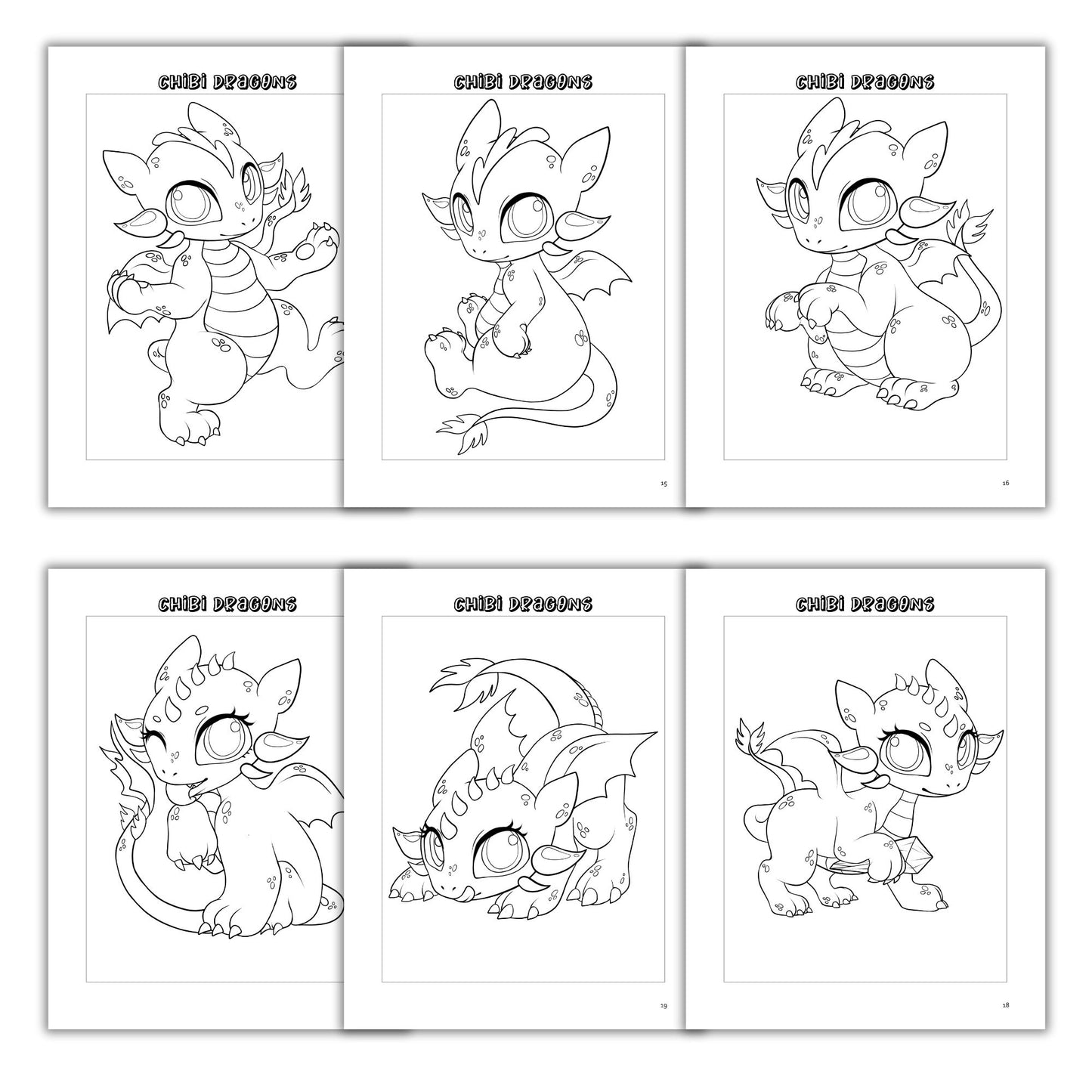Chibi Dragons Coloring Book
