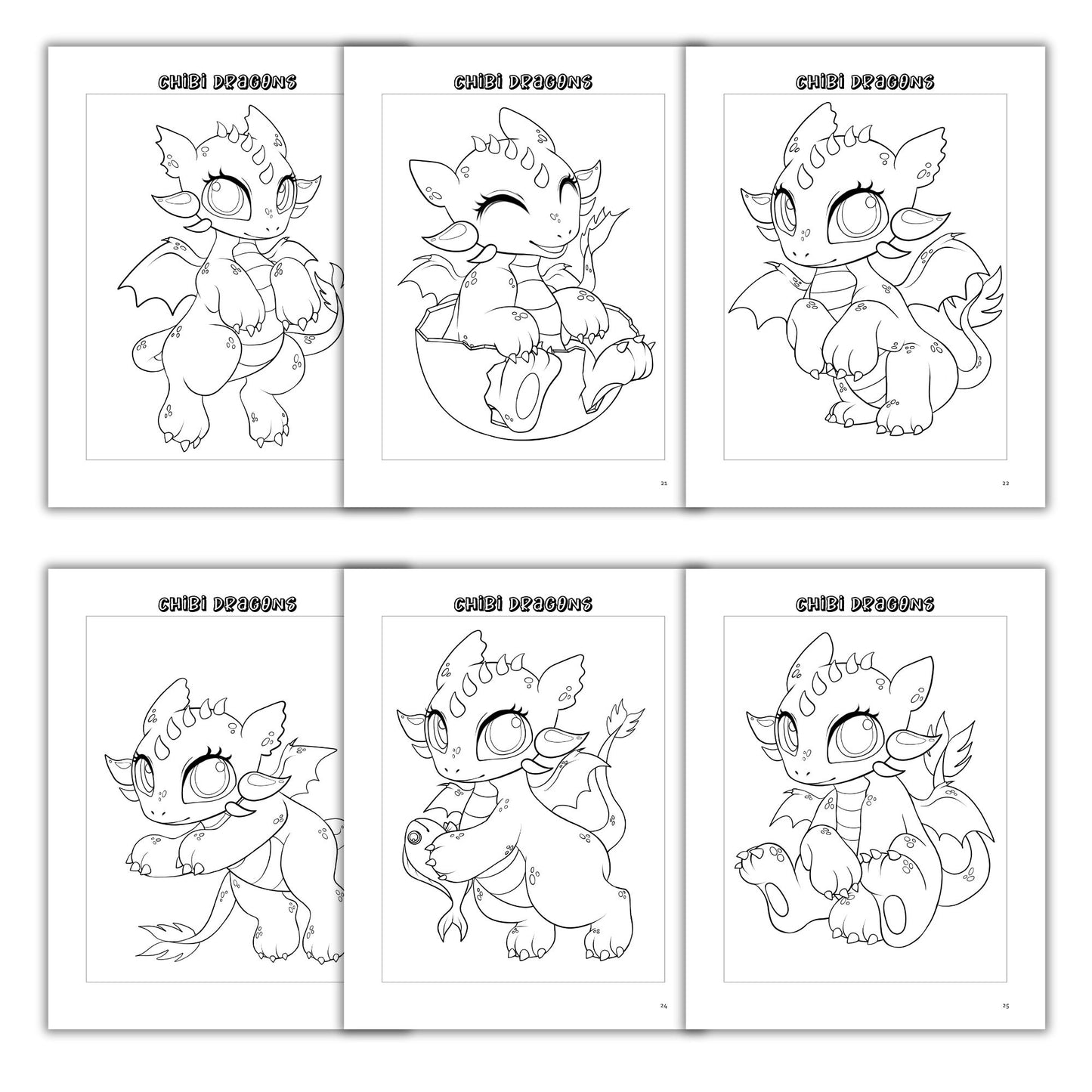 Chibi Dragons Coloring Book