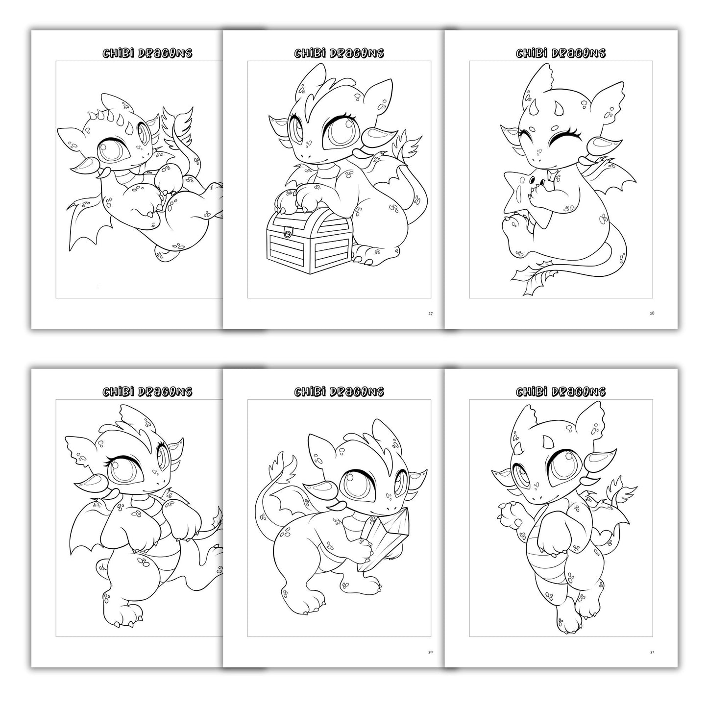 Chibi Dragons Coloring Book