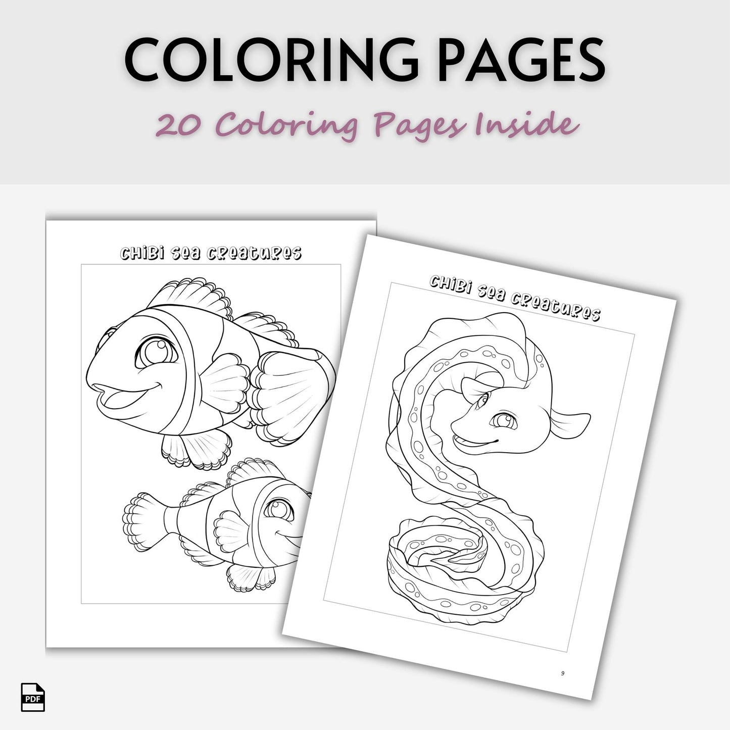 Chibi Sea Creatures Coloring Book