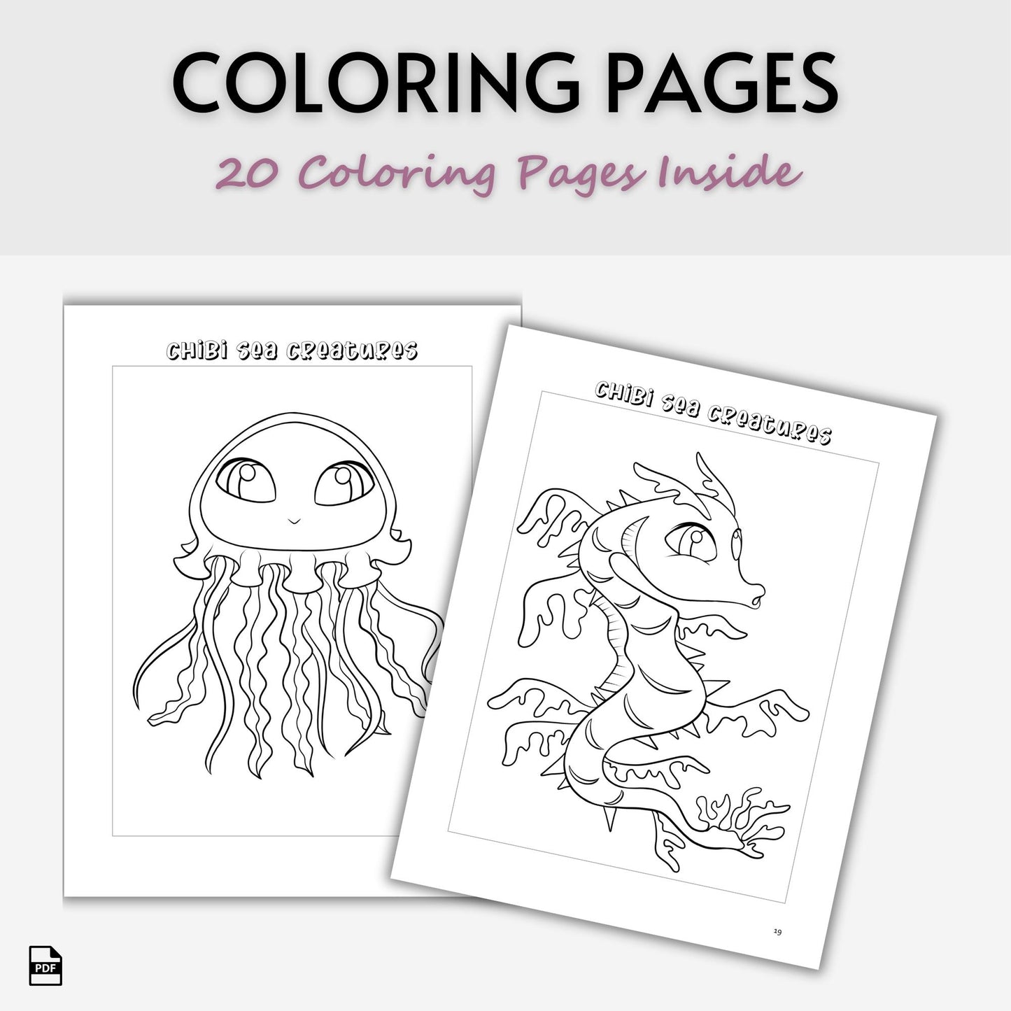 Chibi Sea Creatures Coloring Book