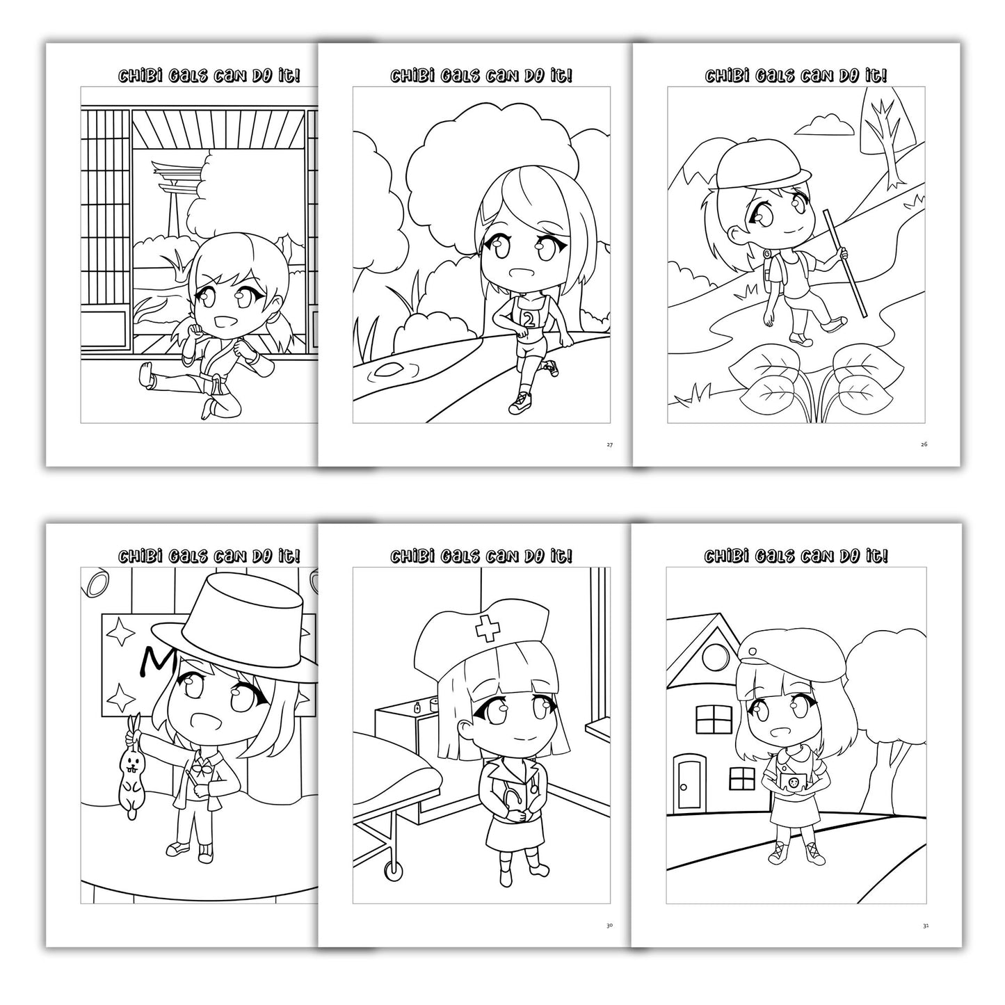 Chibi Gals Can Do It Coloring Book