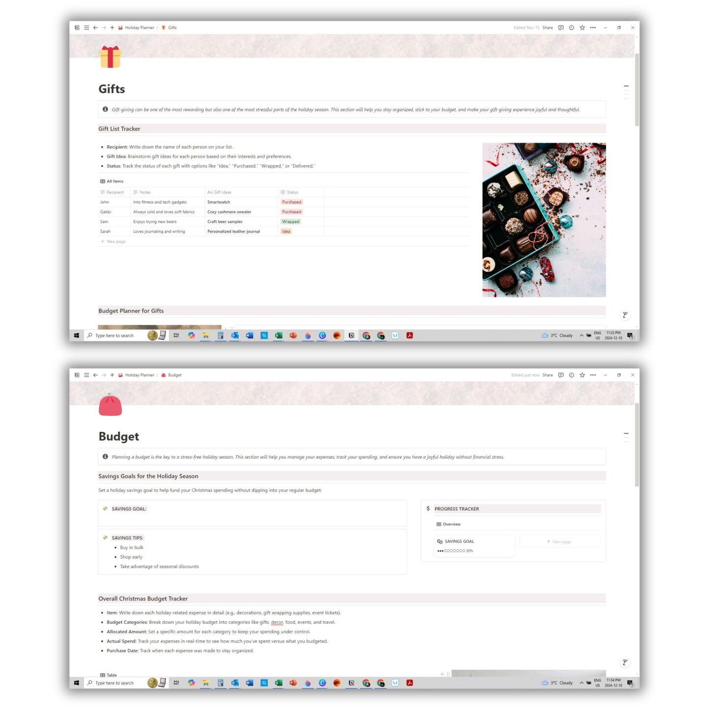 Holiday Planner Template for Notion