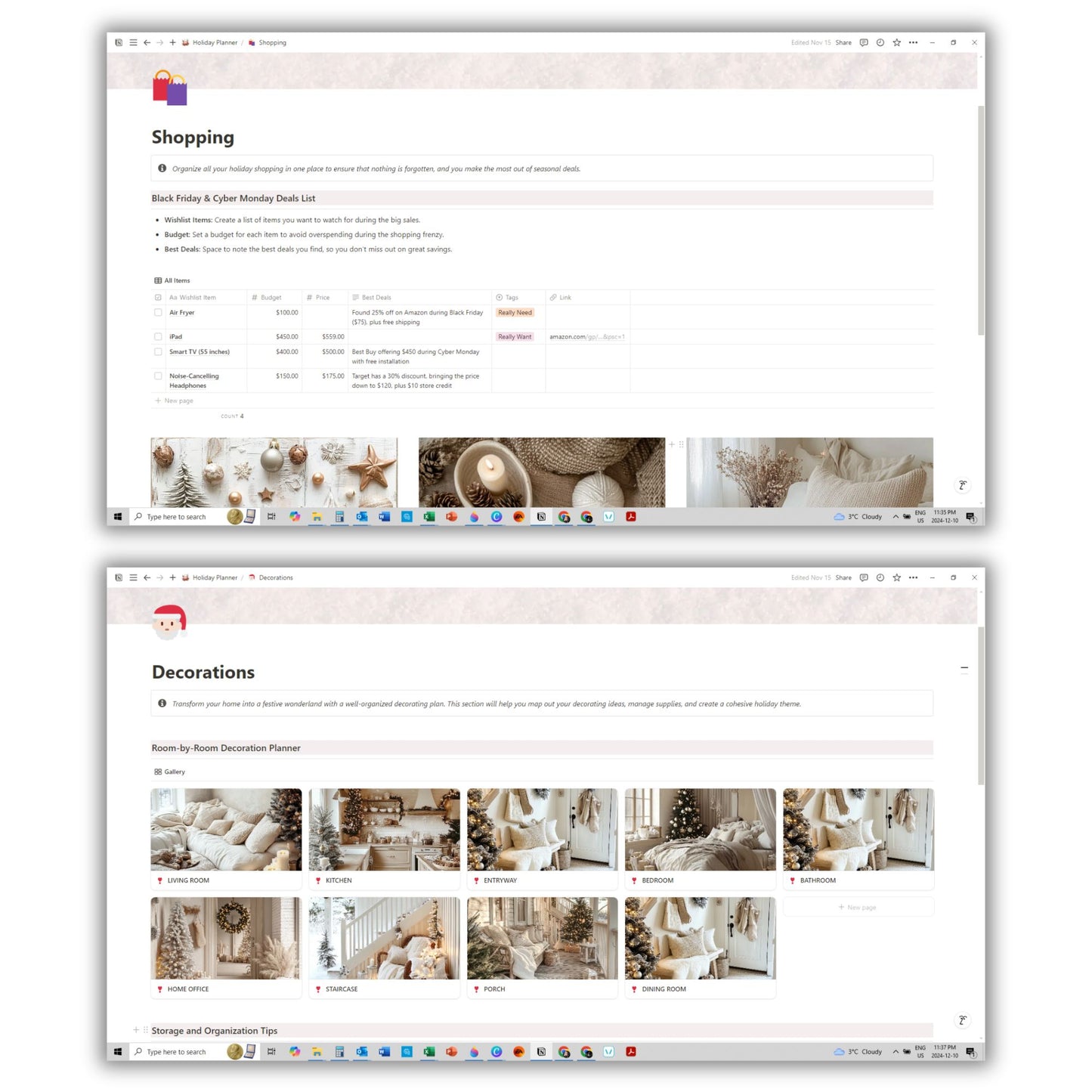 Holiday Planner Template for Notion