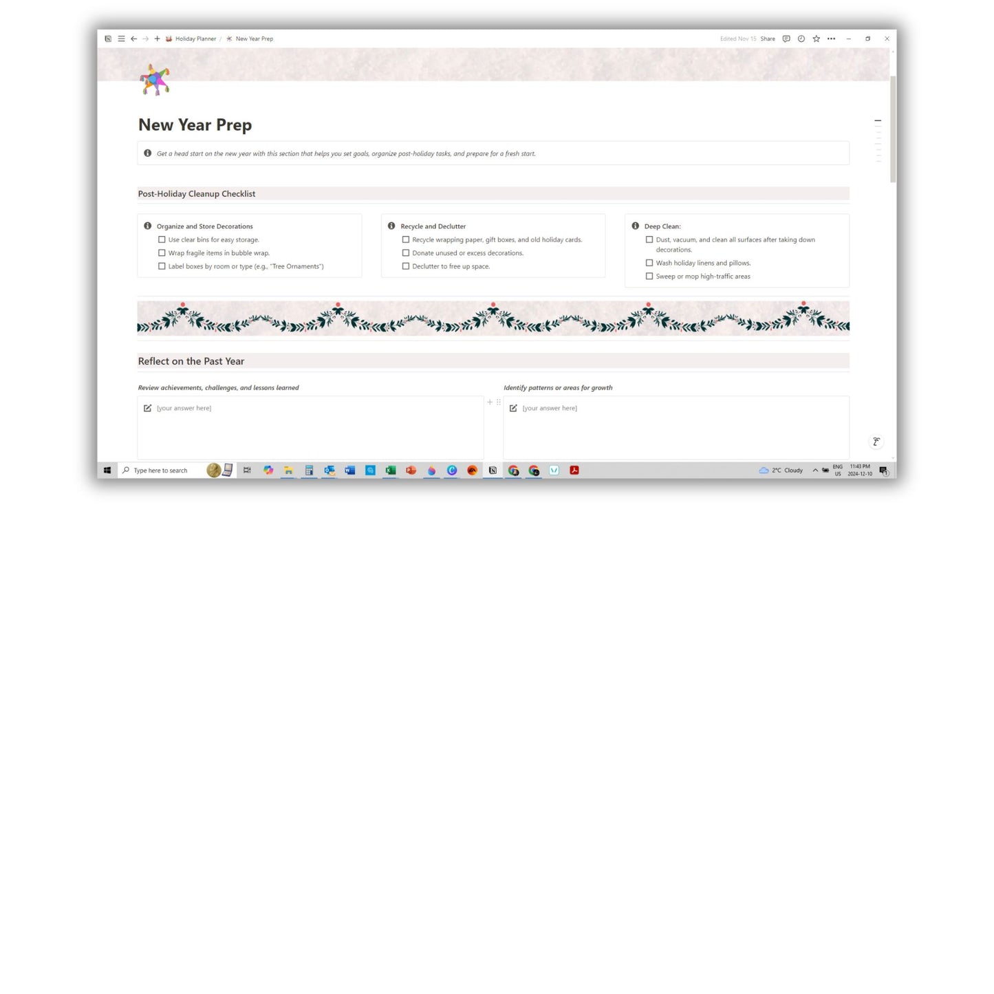 Holiday Planner Template for Notion