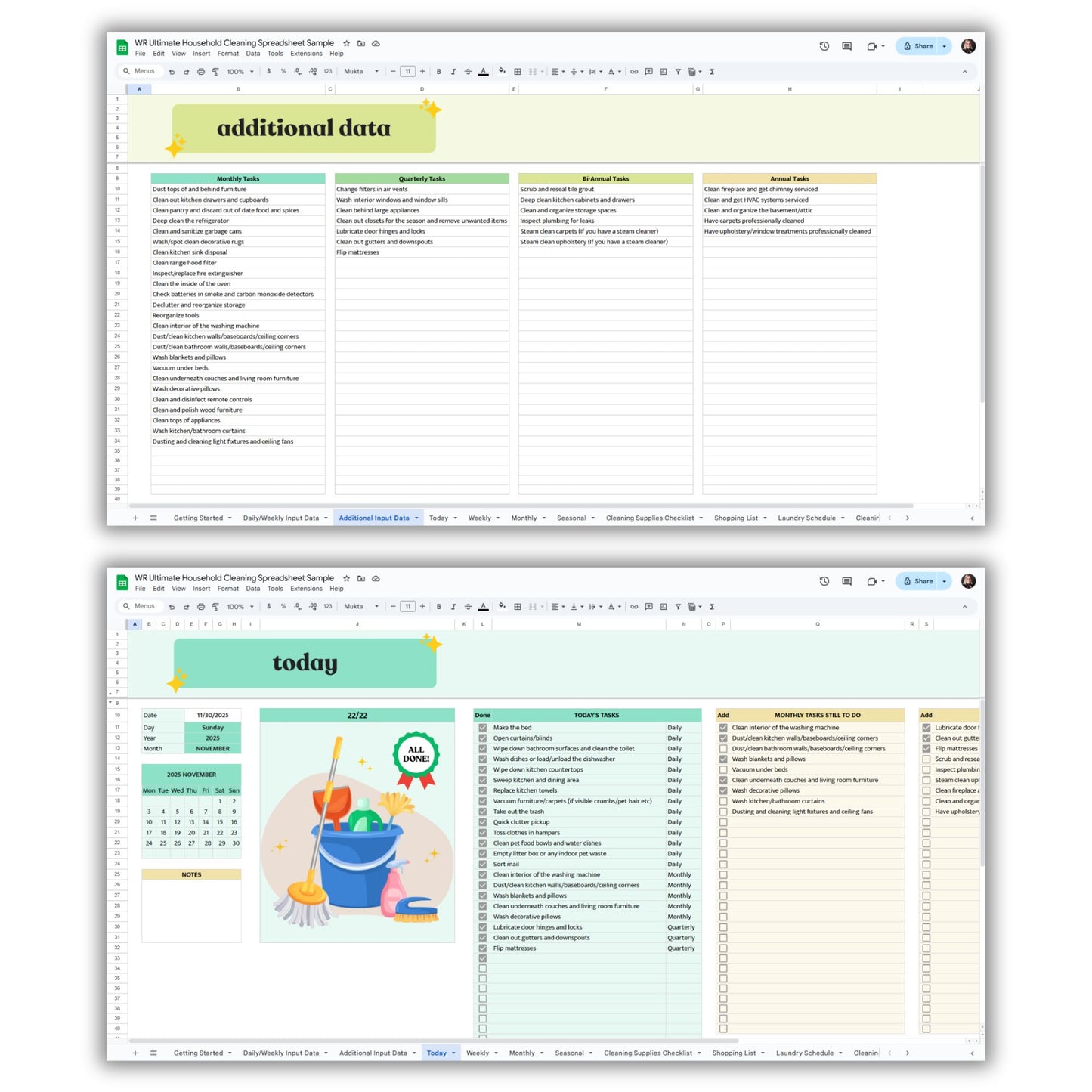 Ultimate Household Cleaning Spreadsheet Template