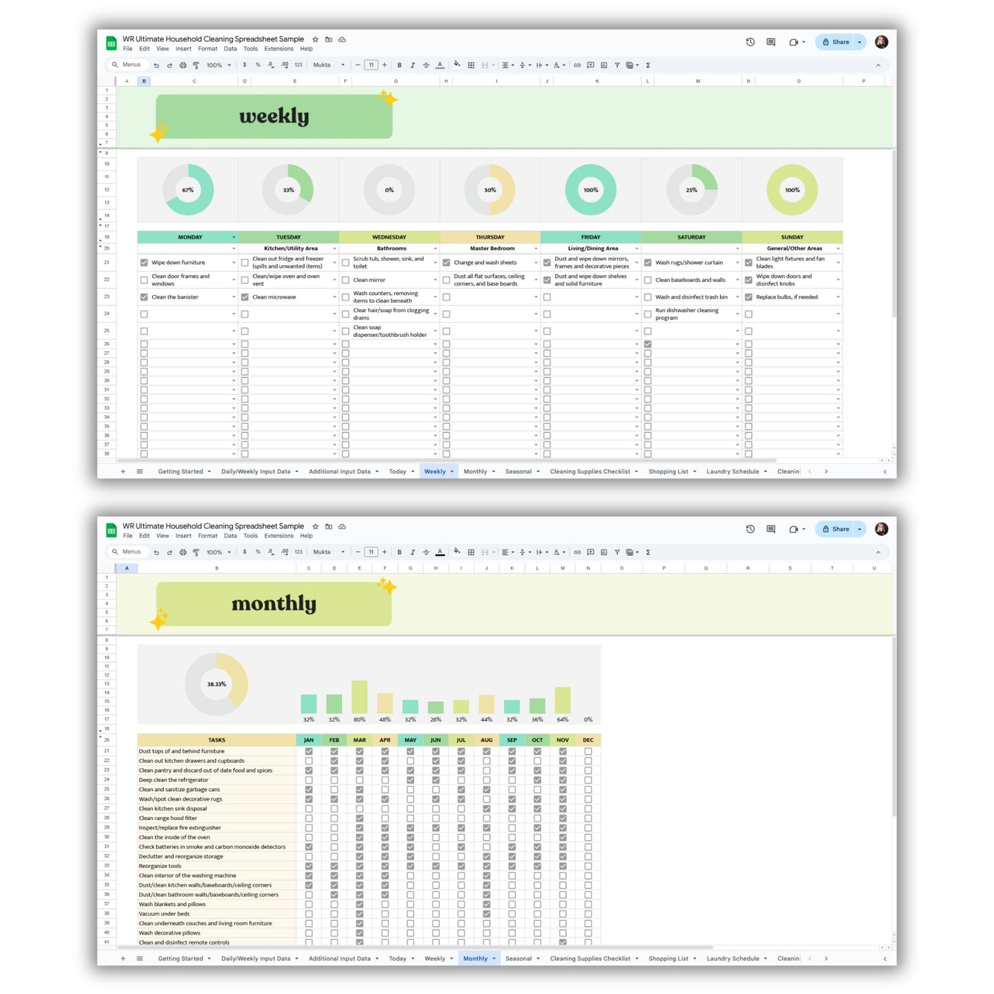 Ultimate Household Cleaning Spreadsheet Template