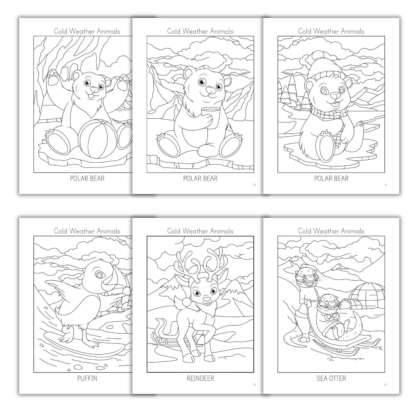 Cold Weather Animals Coloring Books