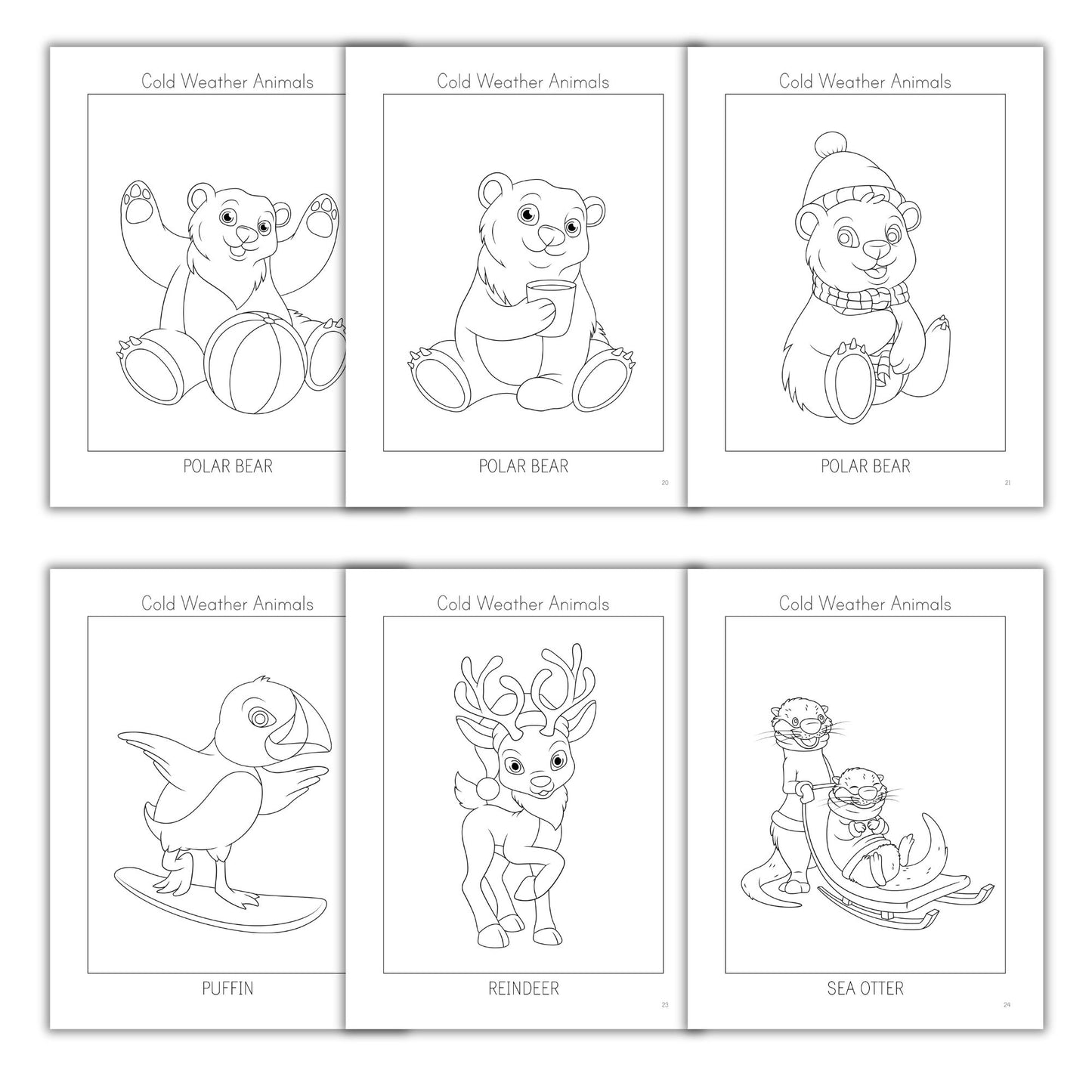 Cold Weather Animals Coloring Books