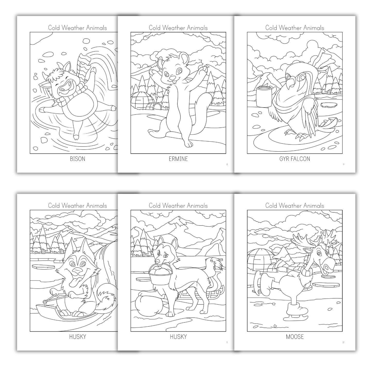 Cold Weather Animals Coloring Books