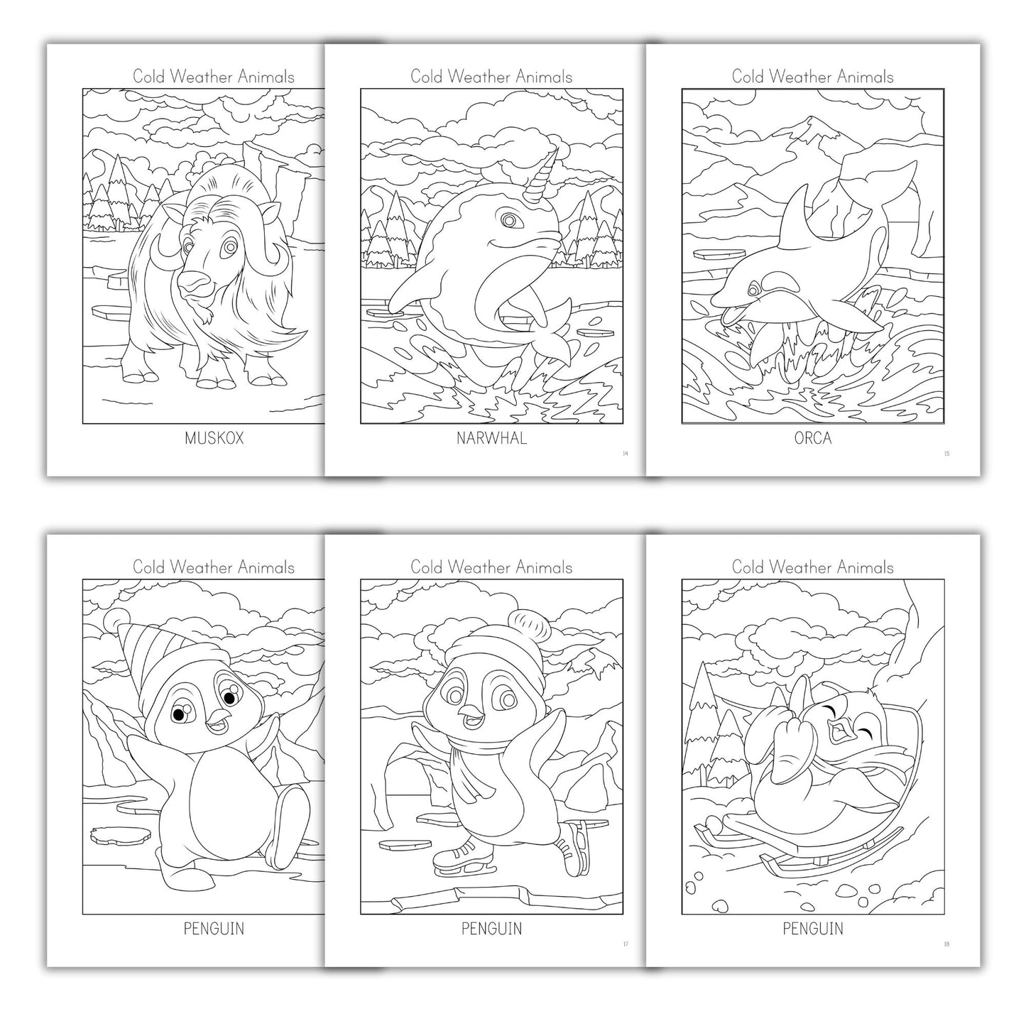 Cold Weather Animals Coloring Books
