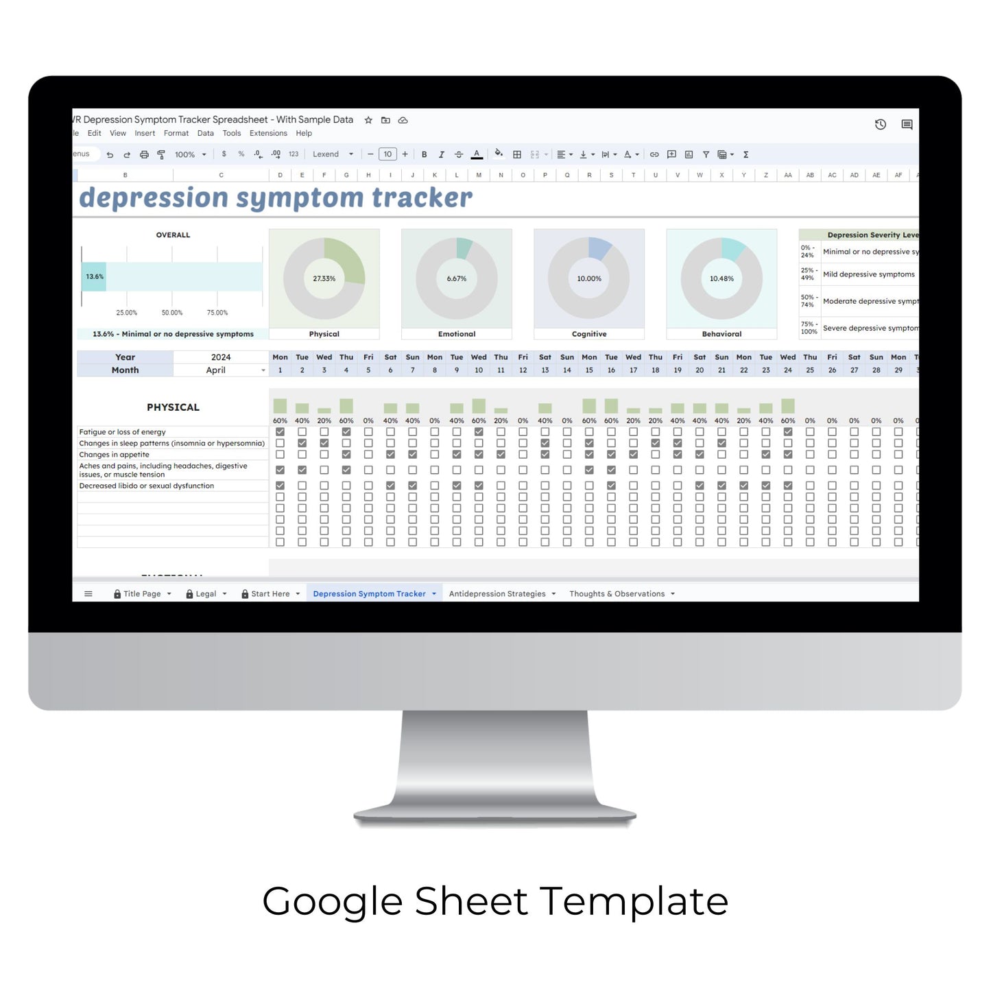 Depression Tracker Spreadsheet Template