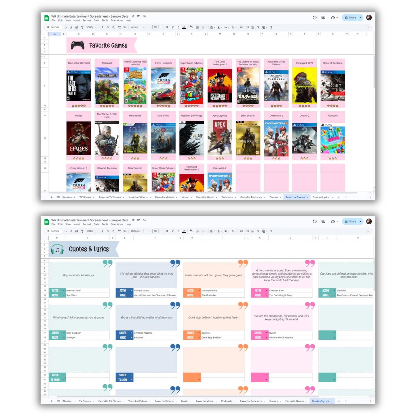 Ultimate Entertainment Planning and Tracking Spreadsheet Template