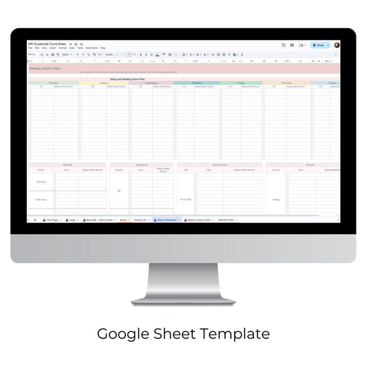 Family Chore Chart Spreadsheet Template