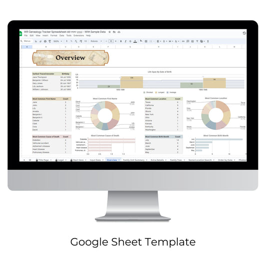 Genealogy Tracker Spreadsheet Template