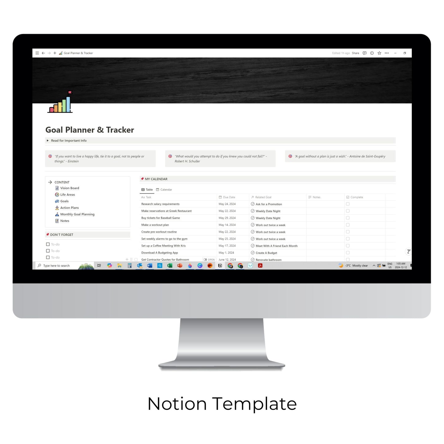 Goal Planning and Tracking Template For Notion