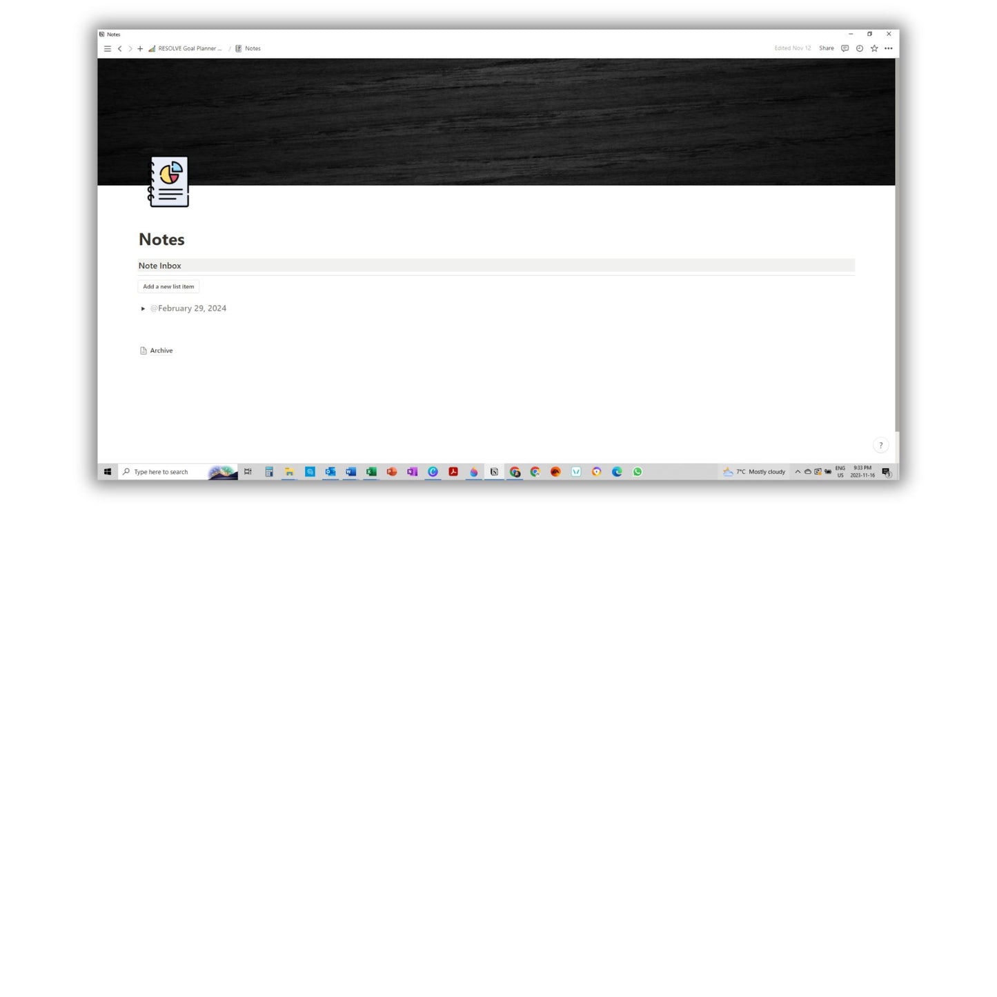 Goal Planning and Tracking Template For Notion