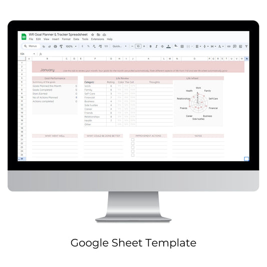 Goal Planner and Tracker Spreadsheet Template