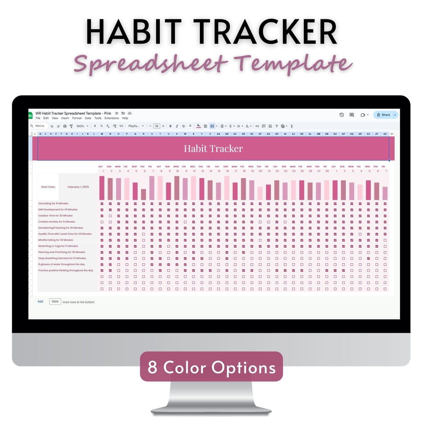 Habit Tracker Spreadsheet Template