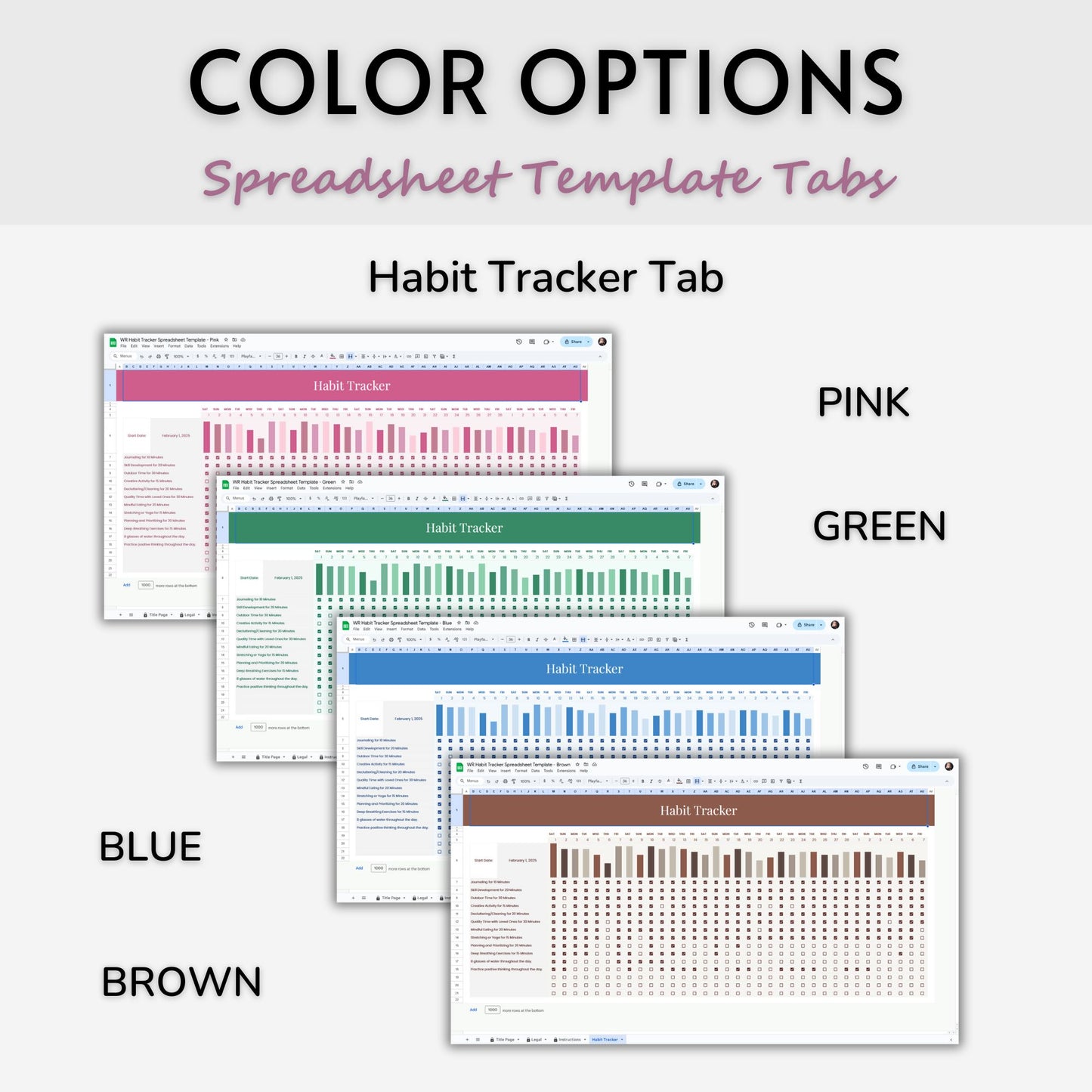 Habit Tracker Spreadsheet Template