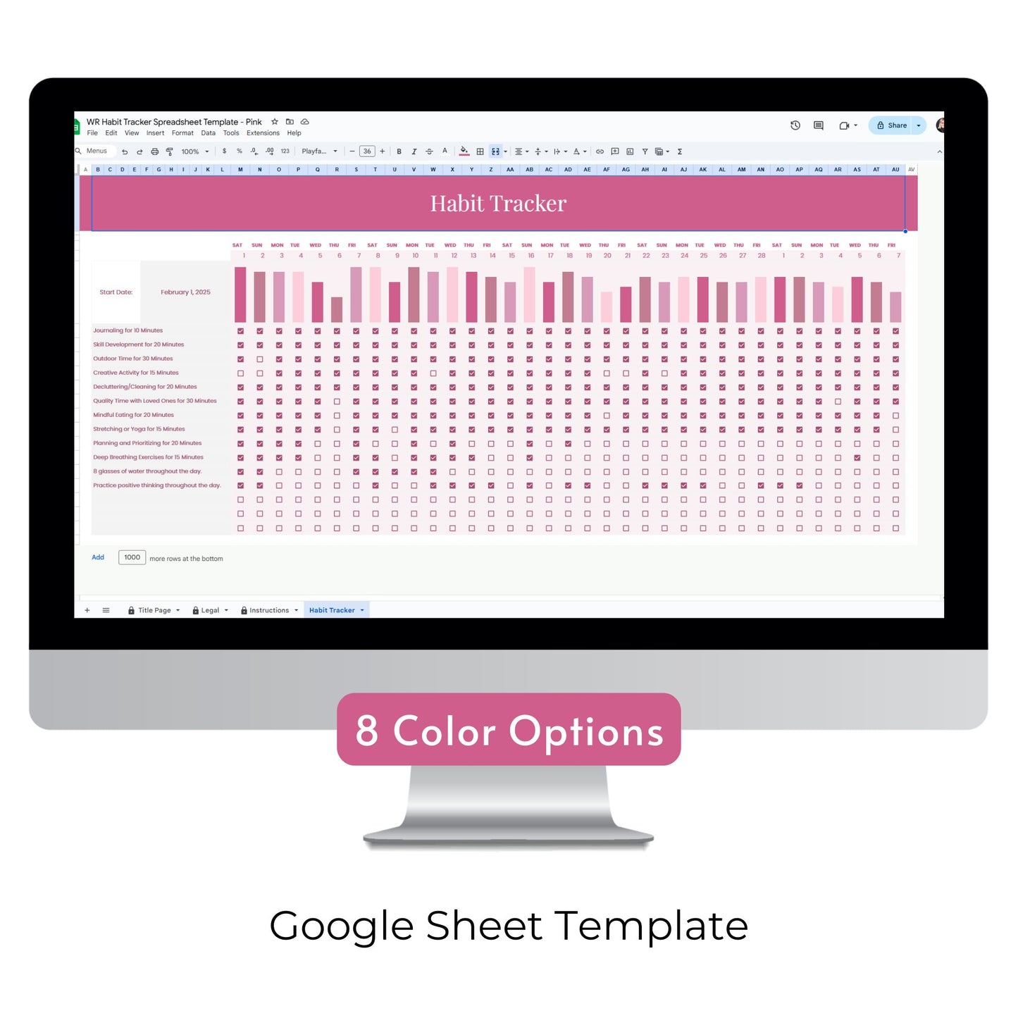 Habit Tracker Spreadsheet Template