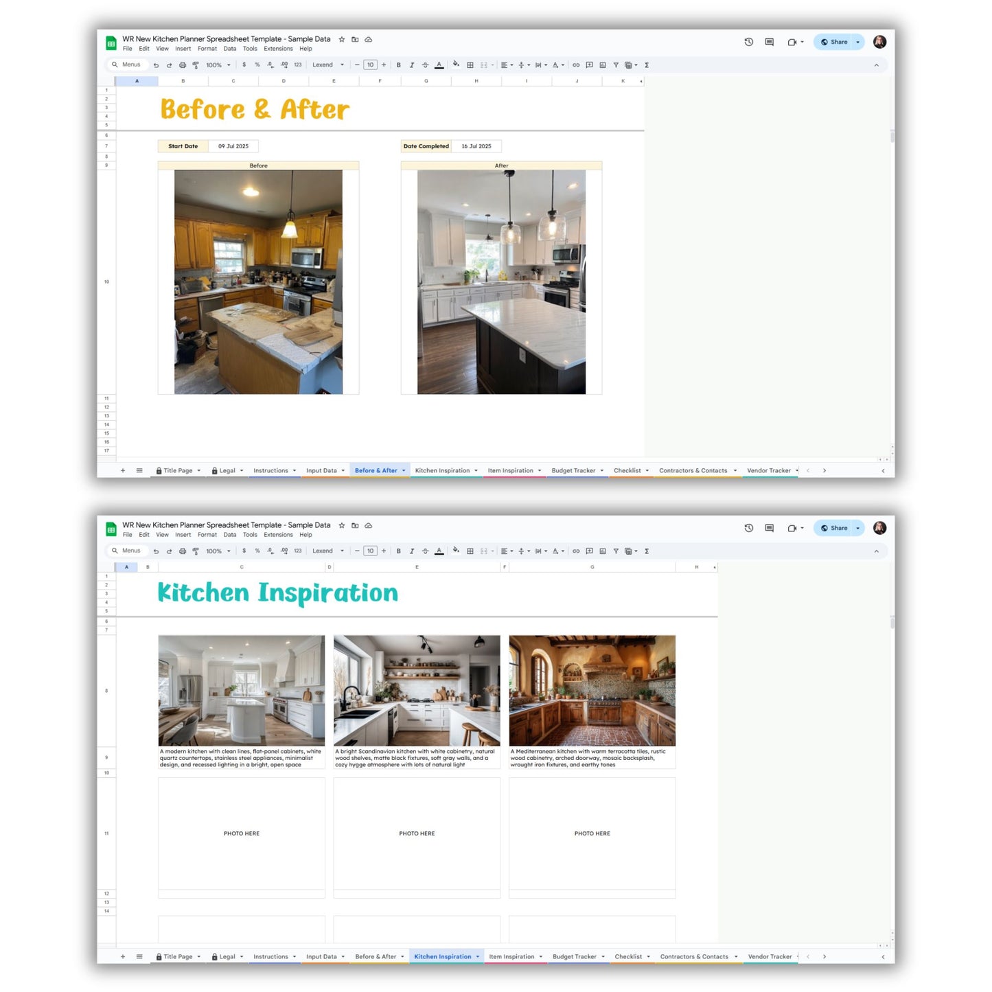 New Kitchen Renovation Planner Spreadsheet Template and Guide