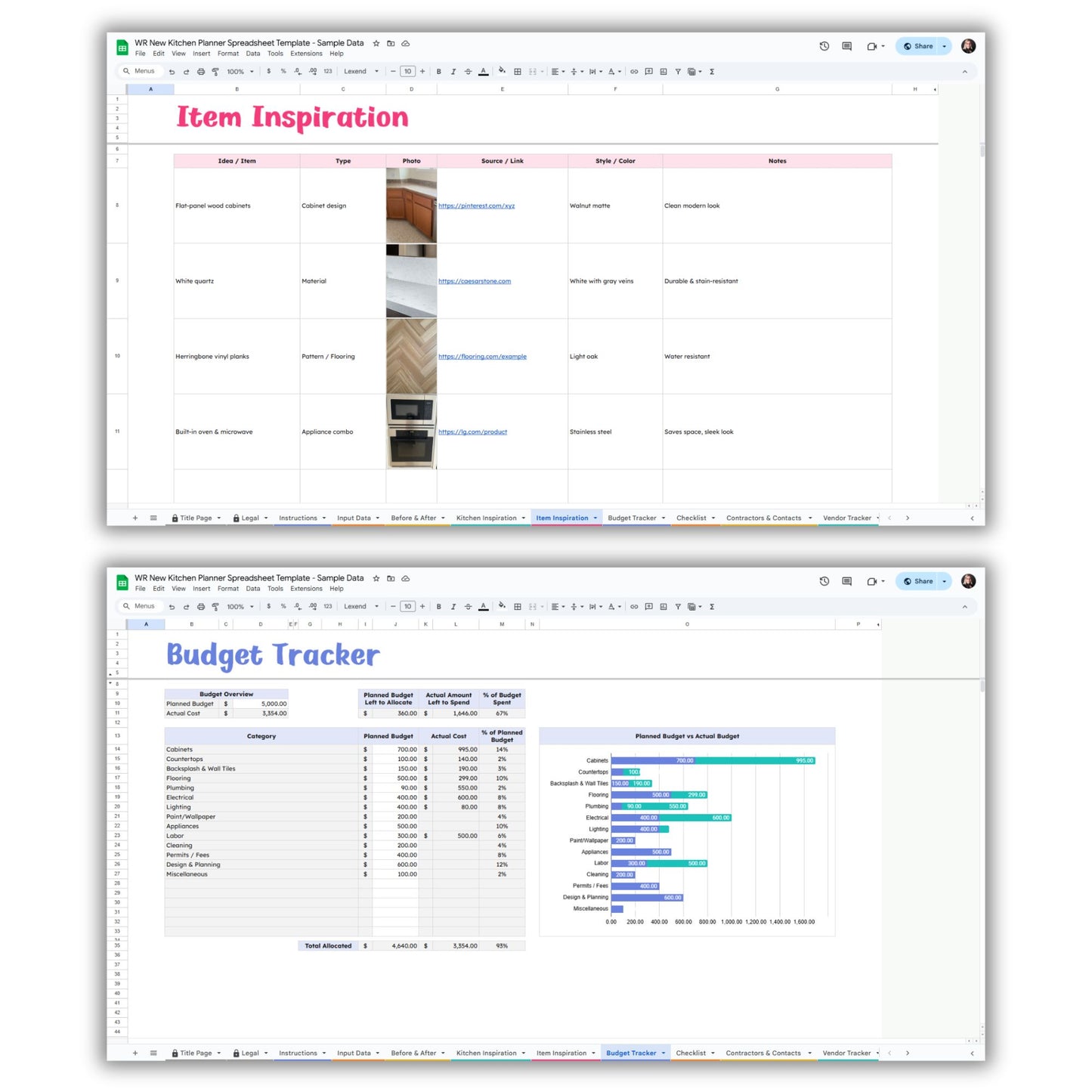 New Kitchen Renovation Planner Spreadsheet Template and Guide