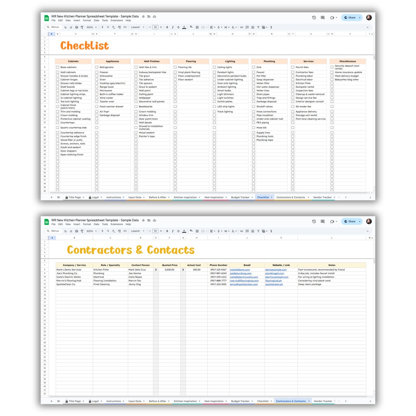 New Kitchen Renovation Planner Spreadsheet Template and Guide