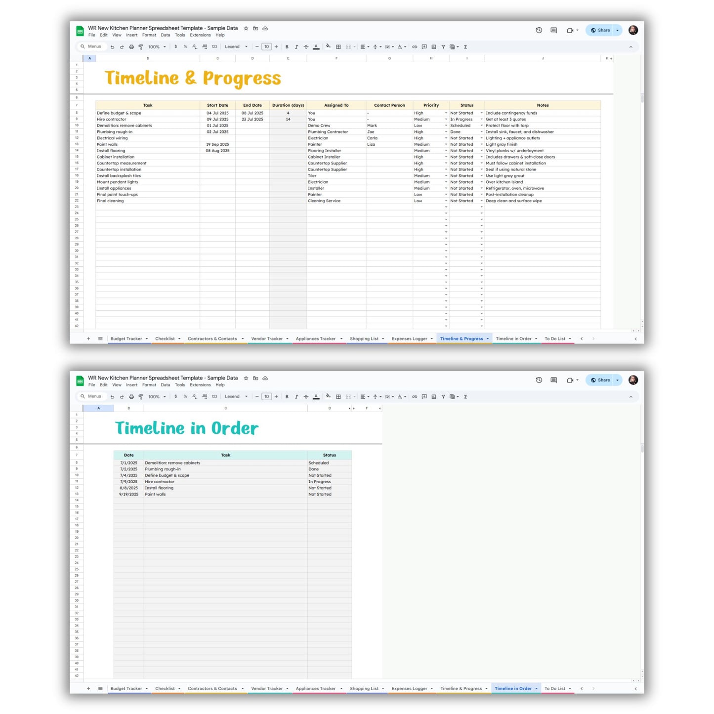 New Kitchen Renovation Planner Spreadsheet Template and Guide