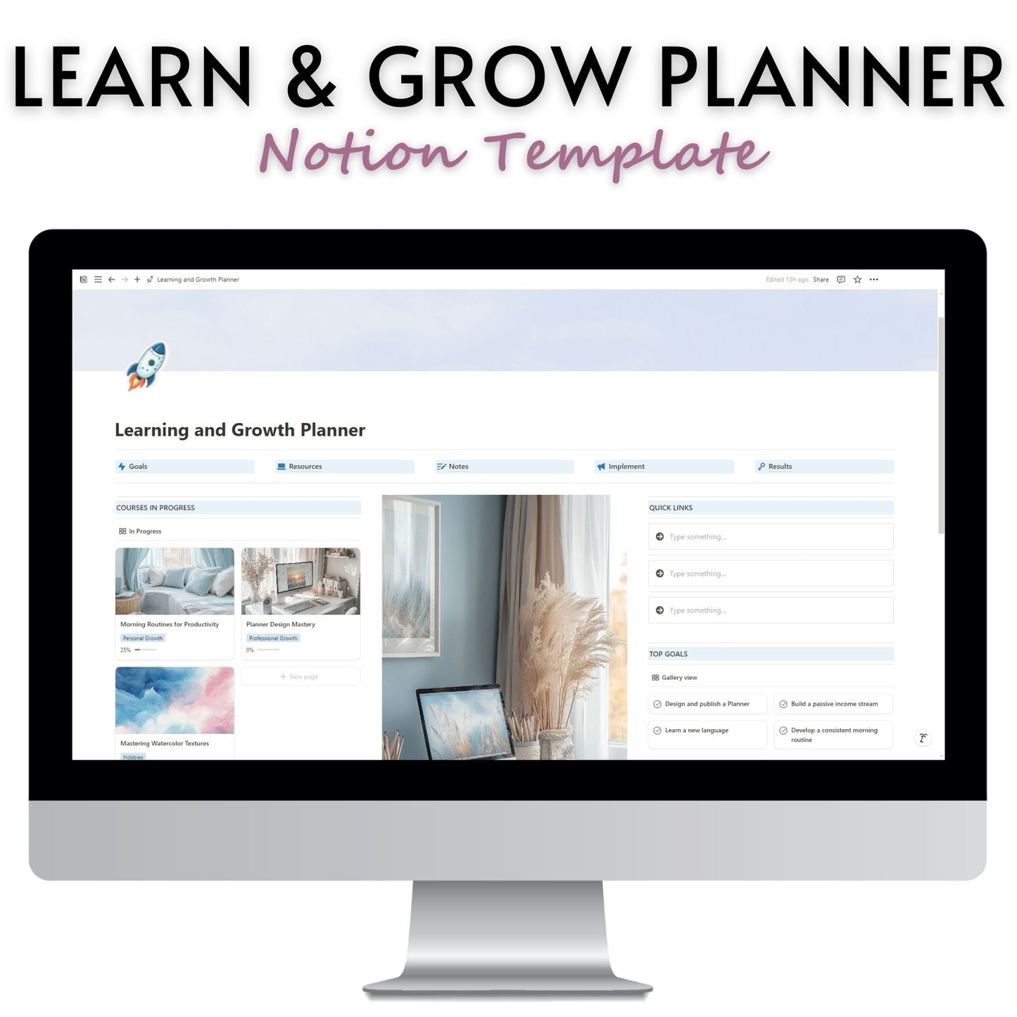 Learning and Growth Planner Template For Notion