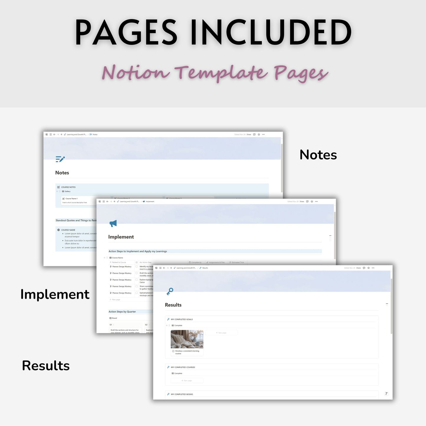 Learning and Growth Planner Template For Notion