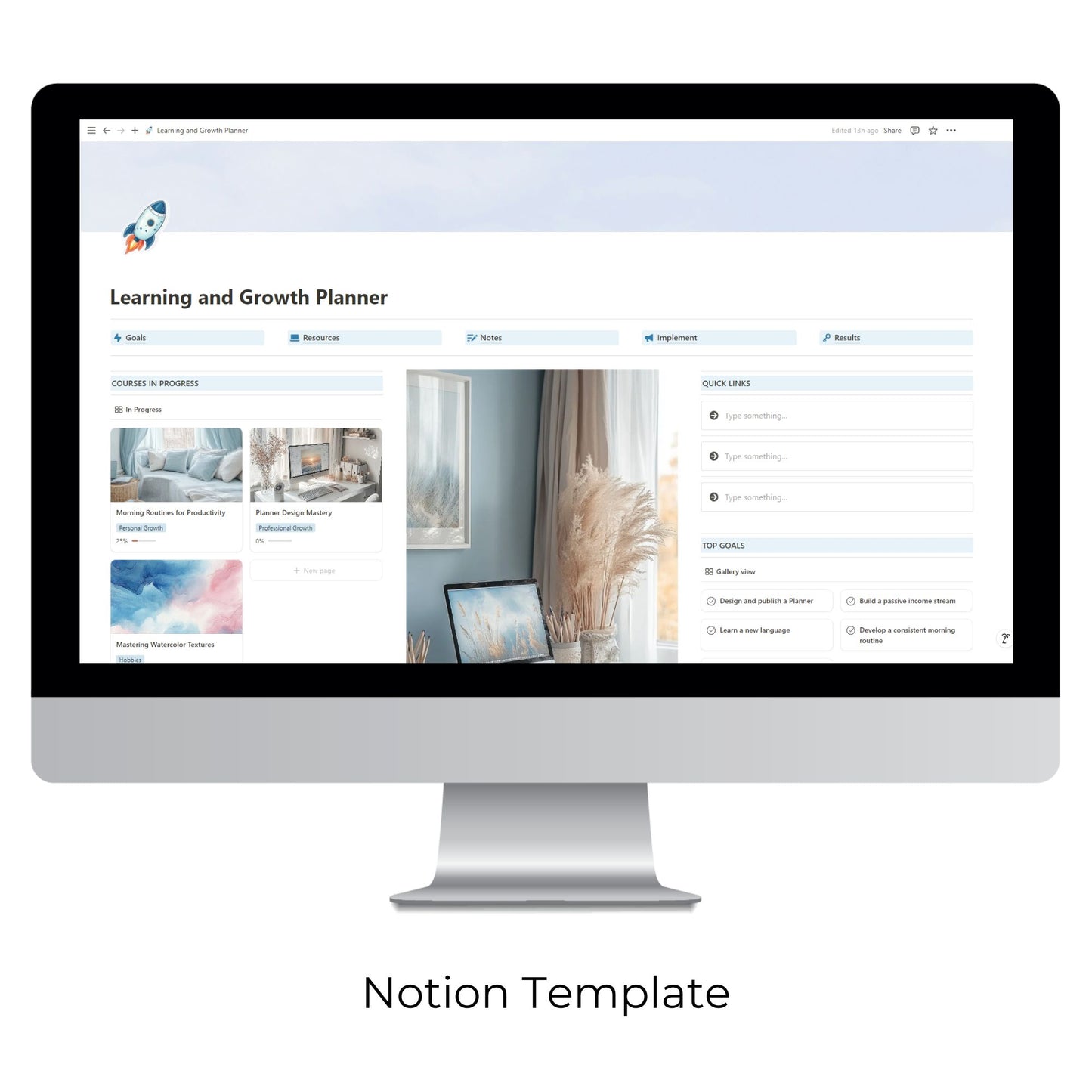 Learning and Growth Planner Template For Notion