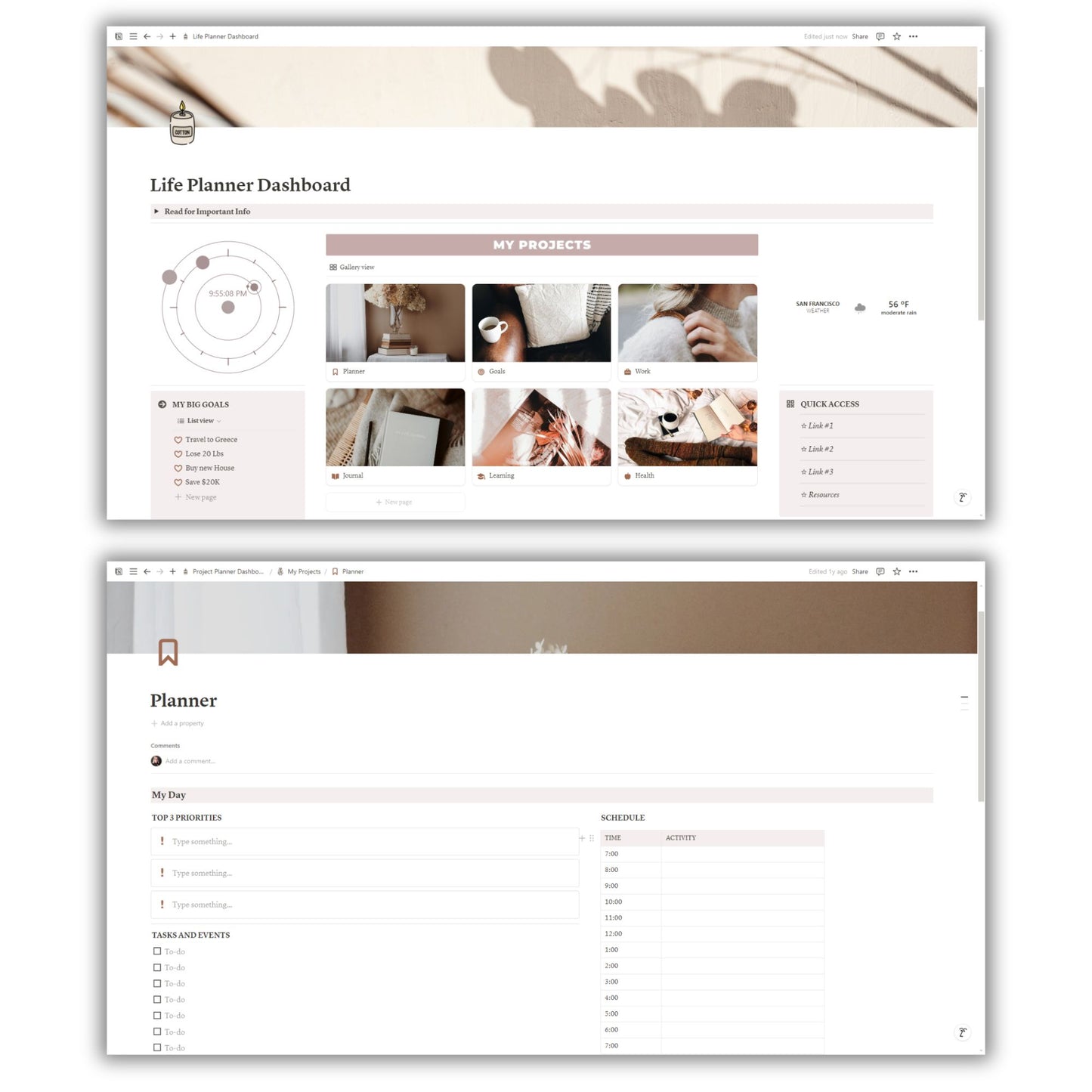 Life Planner Dashboard Template For Notion