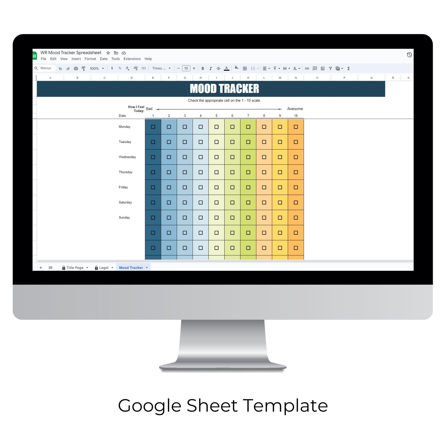 Simple Mood Tracker Spreadsheet