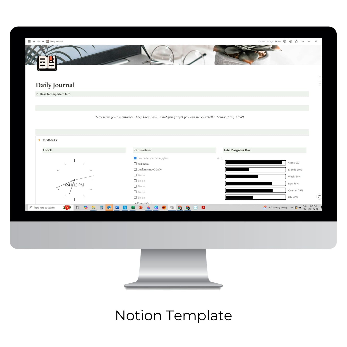 Daily Journal Template For Notion