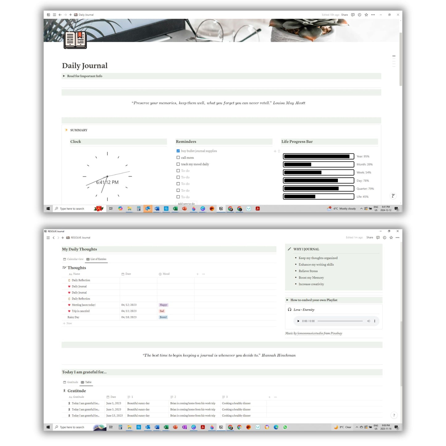 Daily Journal Template For Notion