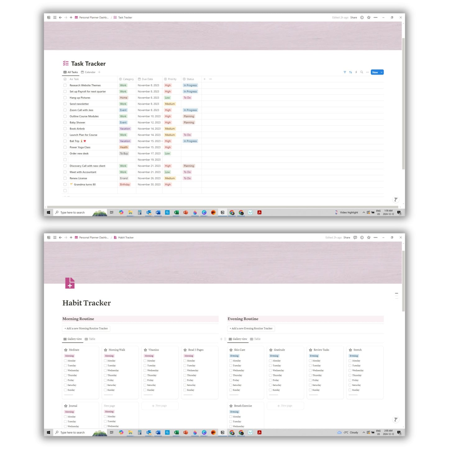 Personal Planner Template For Notion