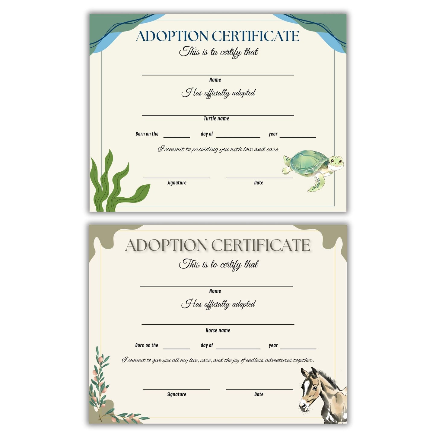 Pet Adoption Certificate Templates Bundle