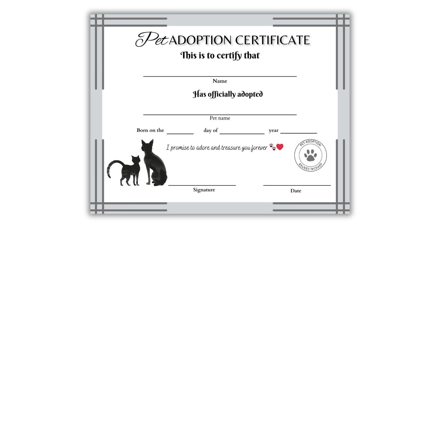Pet Adoption Certificate Templates Bundle