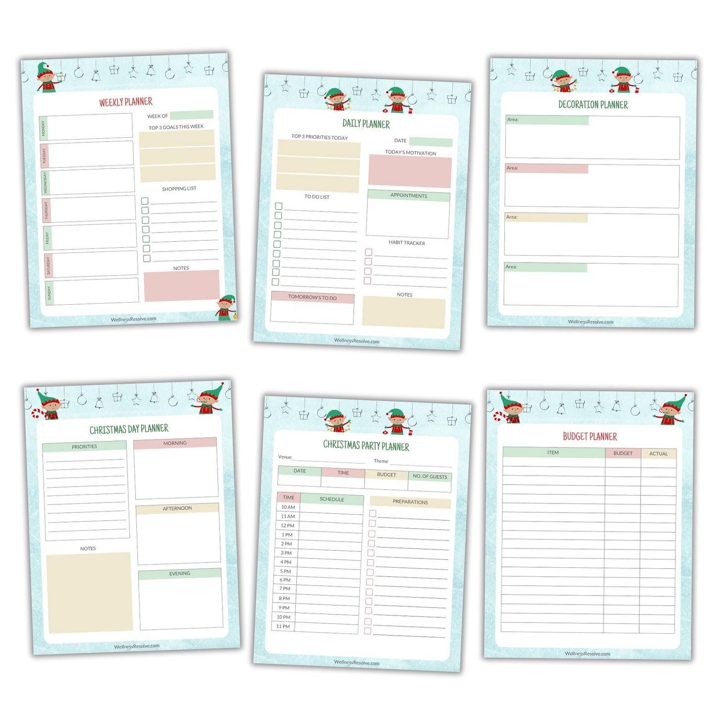 Naughty Elves Christmas Printable Planner