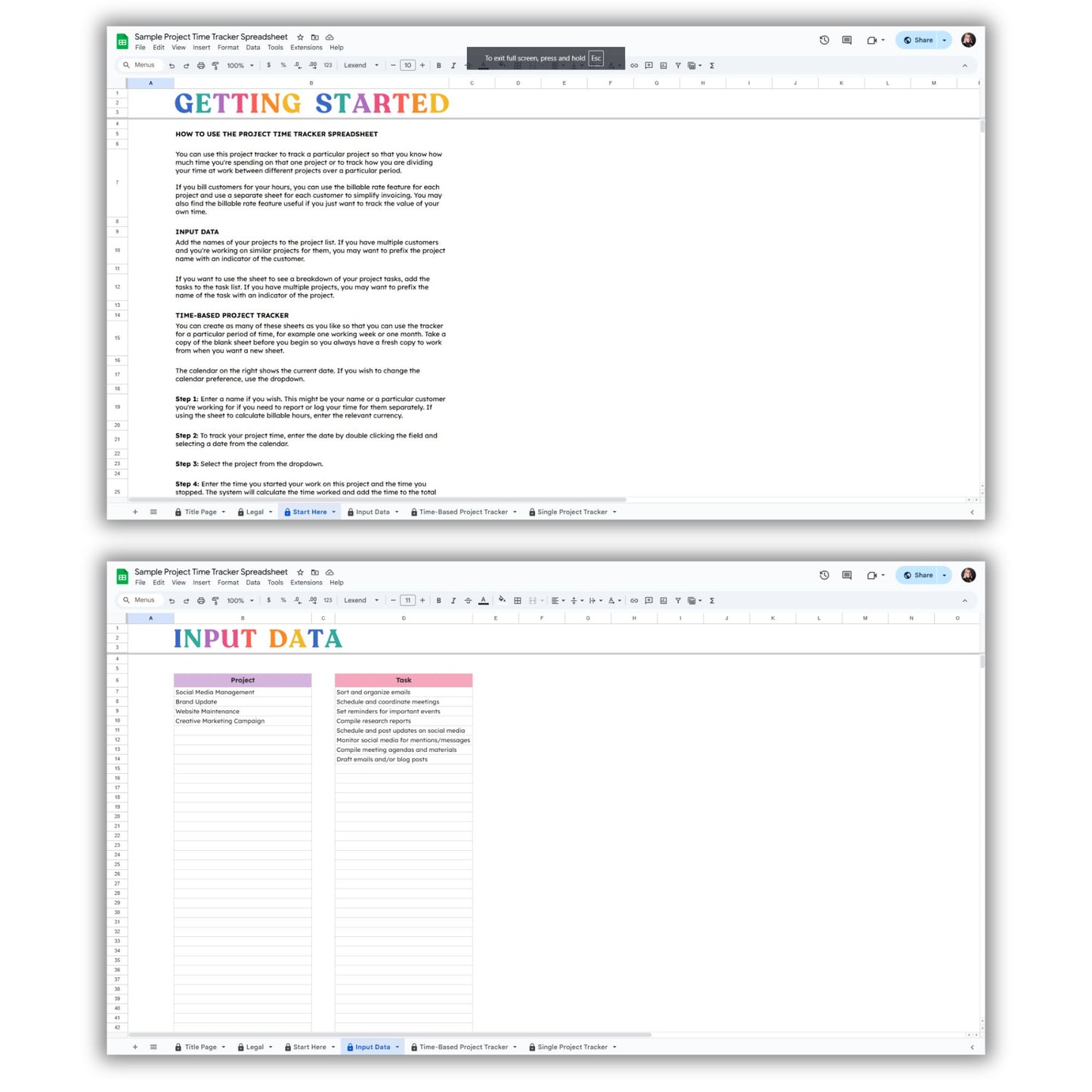 Project Time Management Spreadsheet Template